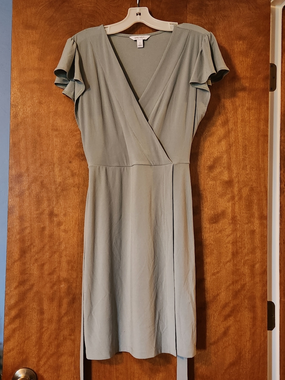 Nine West Sage Green Wrap Midi Dress